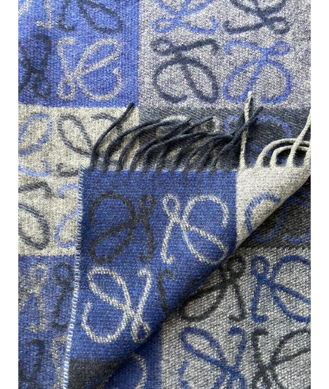 LOEWE Синий шерстяной шарф, фото 2