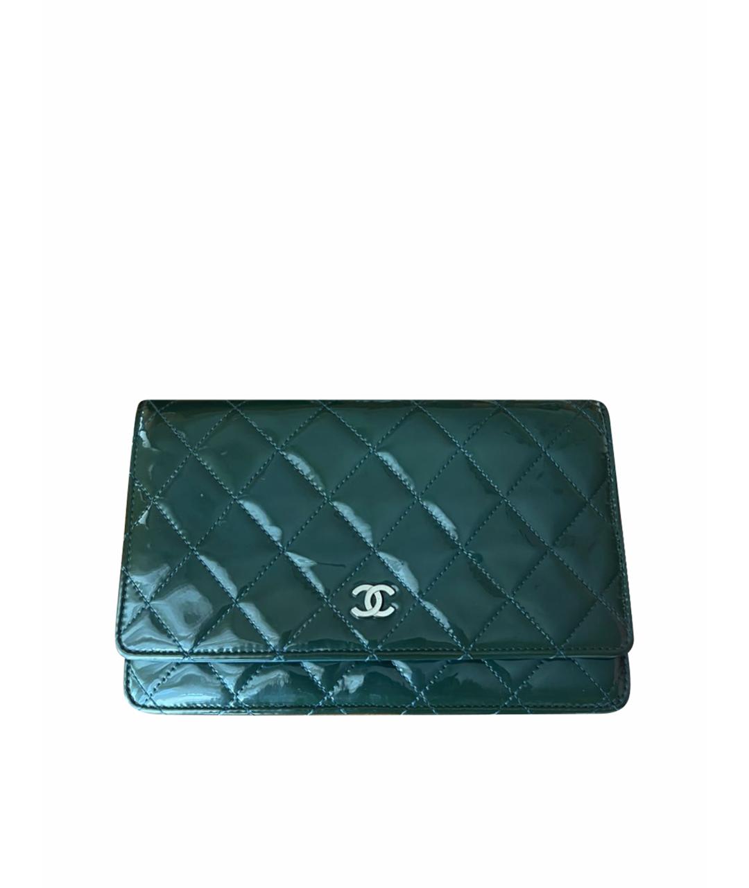 CHANEL Темно-синяя сумка через плечо из лакированной кожи, фото 1