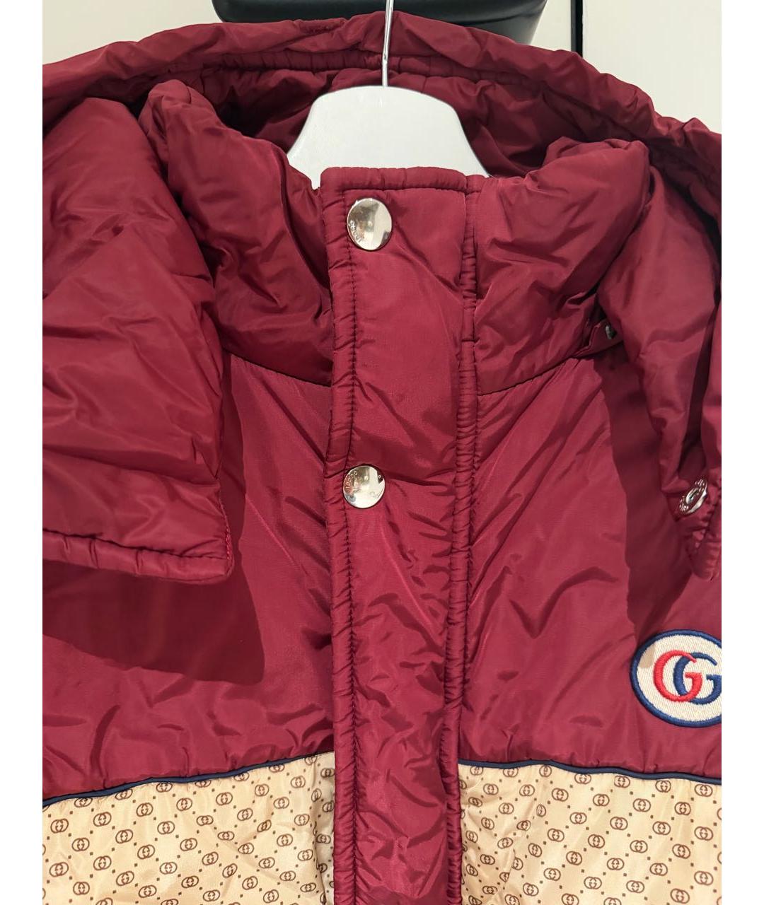 GUCCI Бордовый полиамидовый пуховик, фото 3