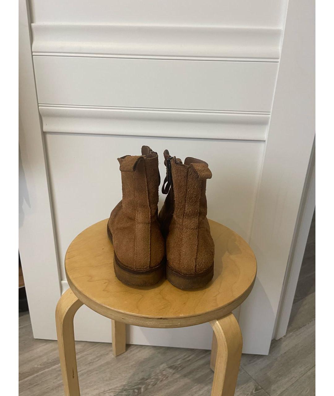BOTTEGA VENETA Коричневые замшевые высокие ботинки, фото 4