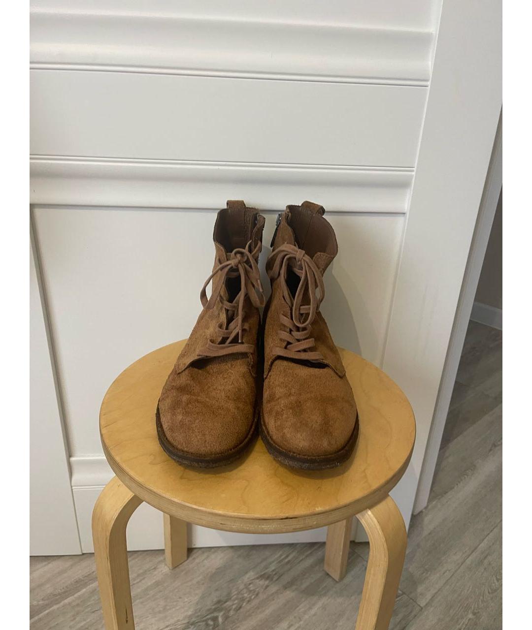 BOTTEGA VENETA Коричневые замшевые высокие ботинки, фото 5