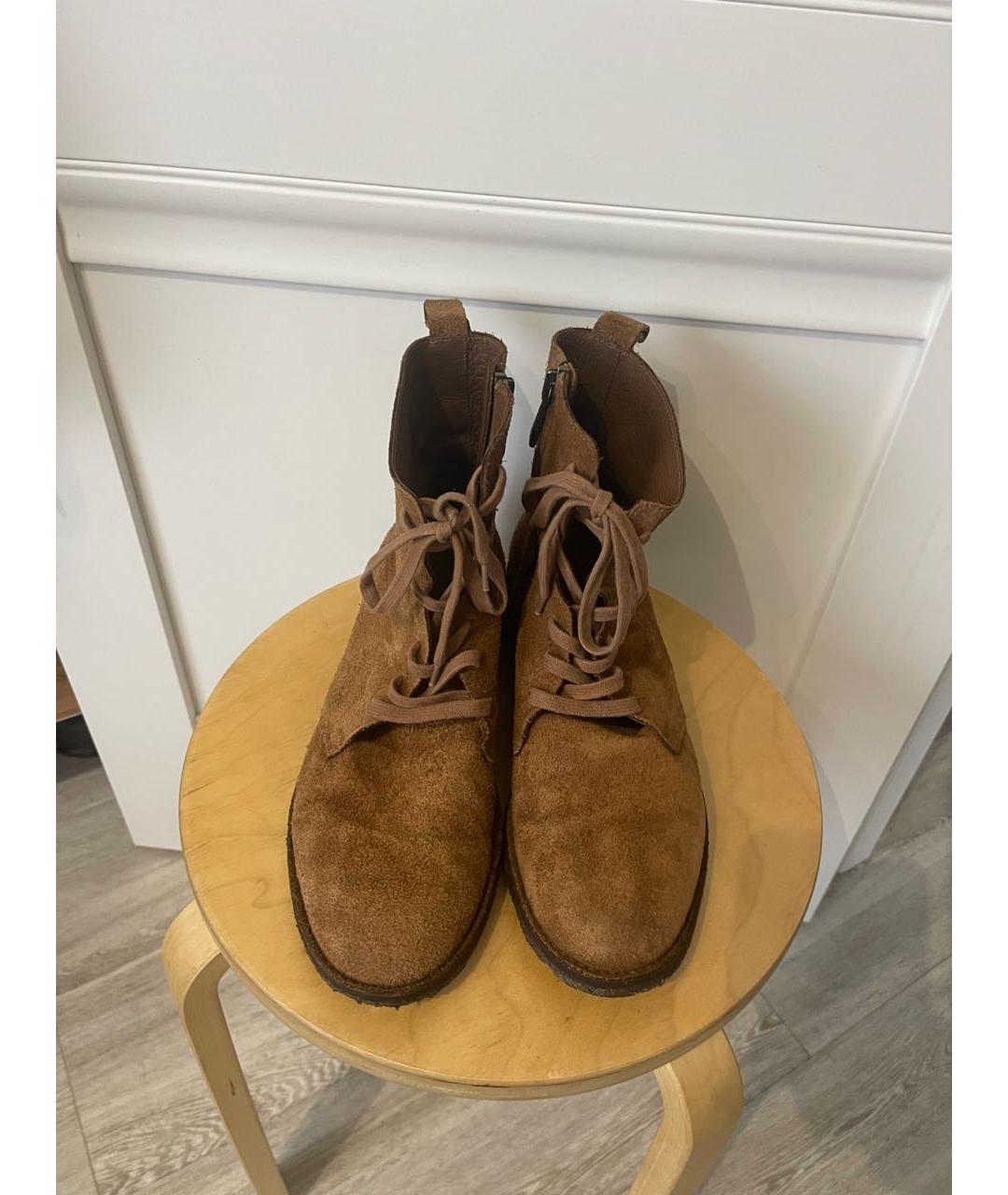 BOTTEGA VENETA Коричневые замшевые высокие ботинки, фото 3