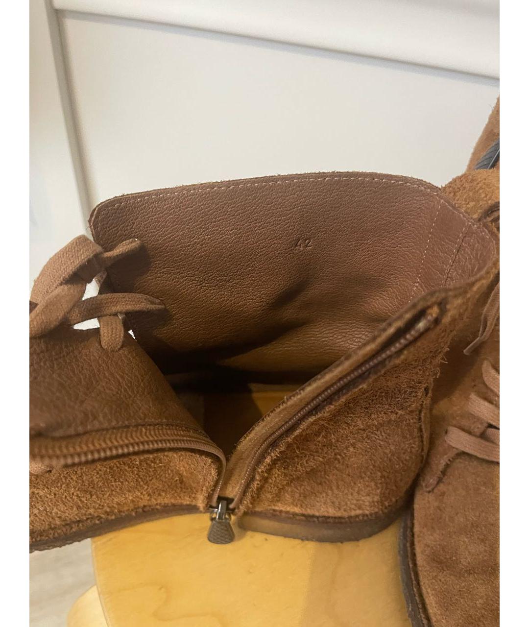 BOTTEGA VENETA Коричневые замшевые высокие ботинки, фото 6