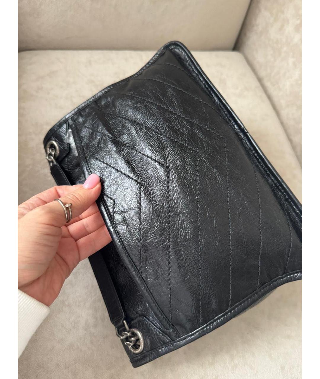 SAINT LAURENT Черная кожаная сумка через плечо, фото 3