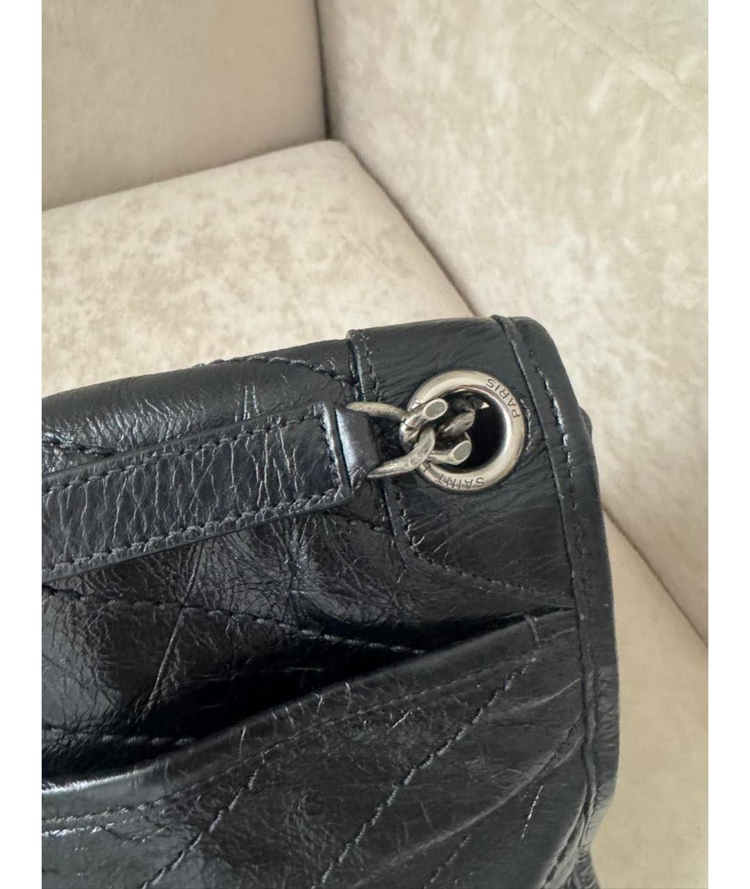 SAINT LAURENT Черная кожаная сумка через плечо, фото 4