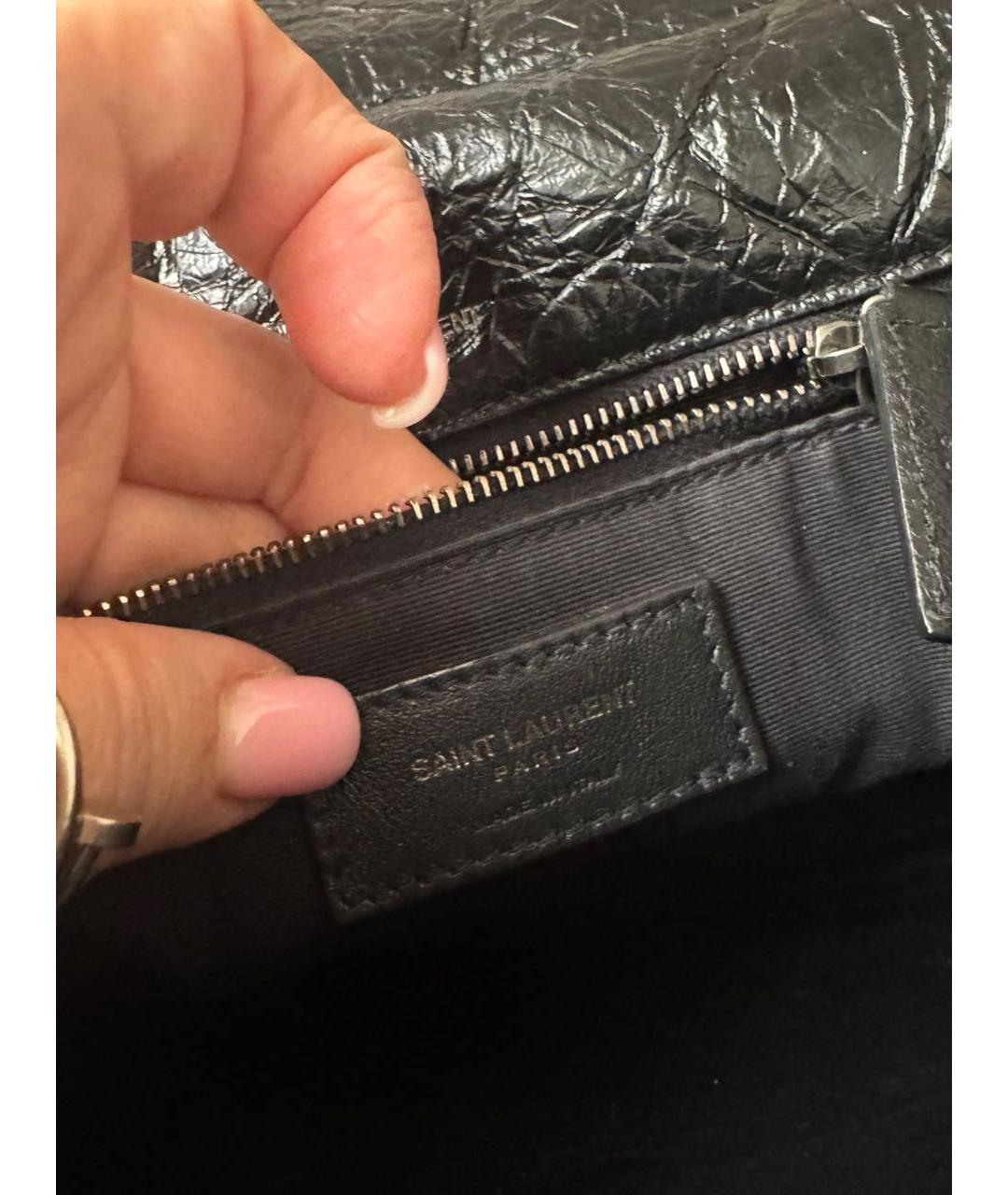 SAINT LAURENT Черная кожаная сумка через плечо, фото 5