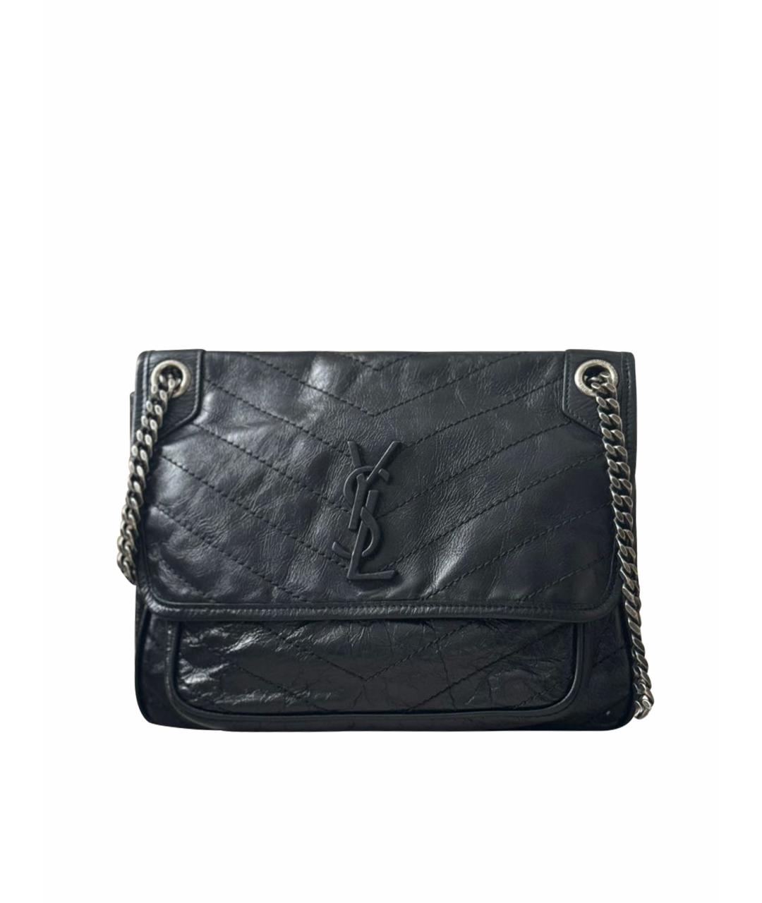 SAINT LAURENT Черная кожаная сумка через плечо, фото 1