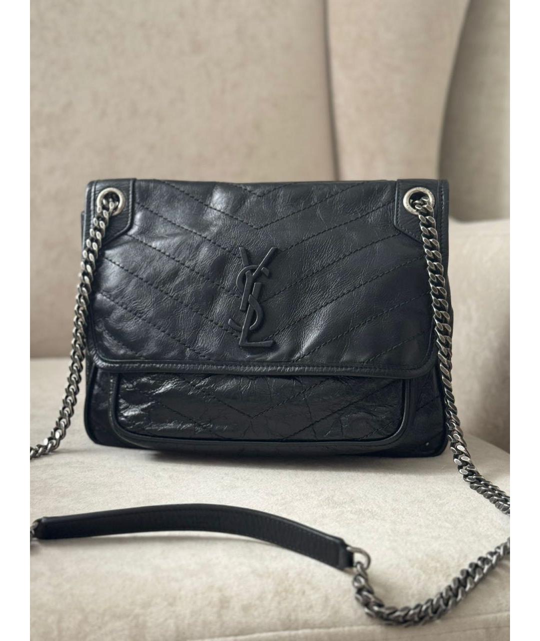 SAINT LAURENT Черная кожаная сумка через плечо, фото 7