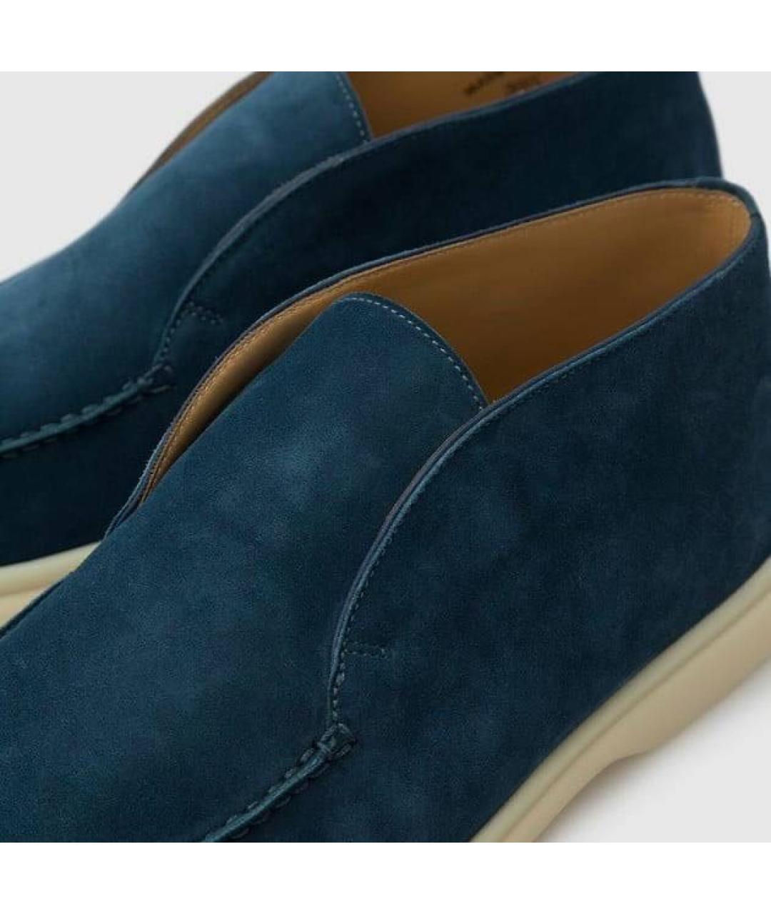 LORO PIANA Темно-синие замшевые лоферы, фото 4