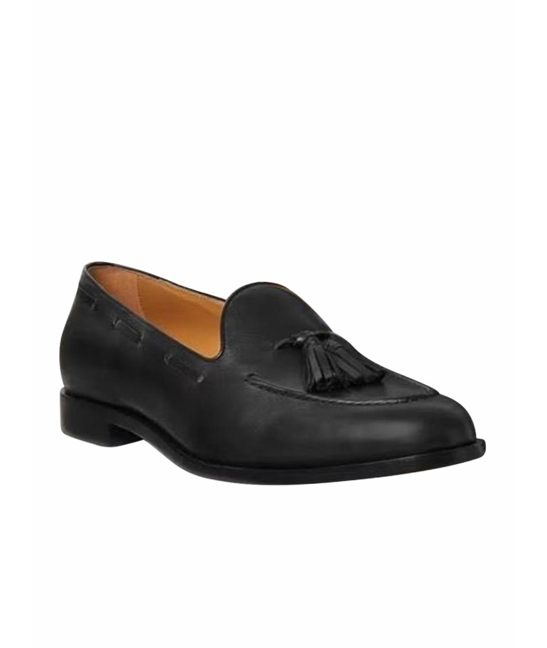 LORO PIANA Черные кожаные лоферы, фото 1