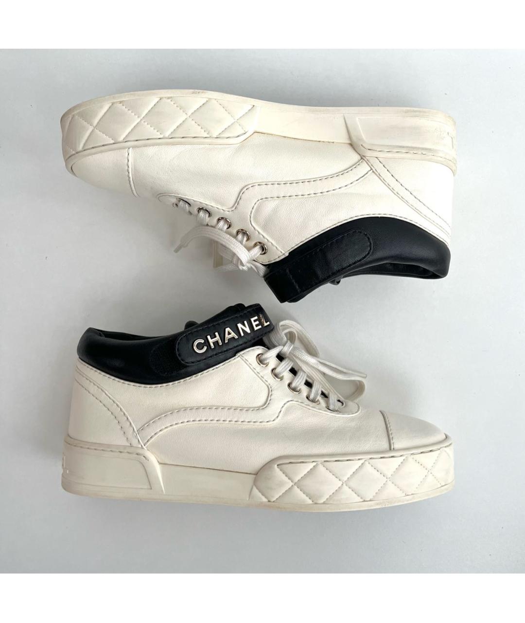 CHANEL Белые кожаные кроссовки, фото 9