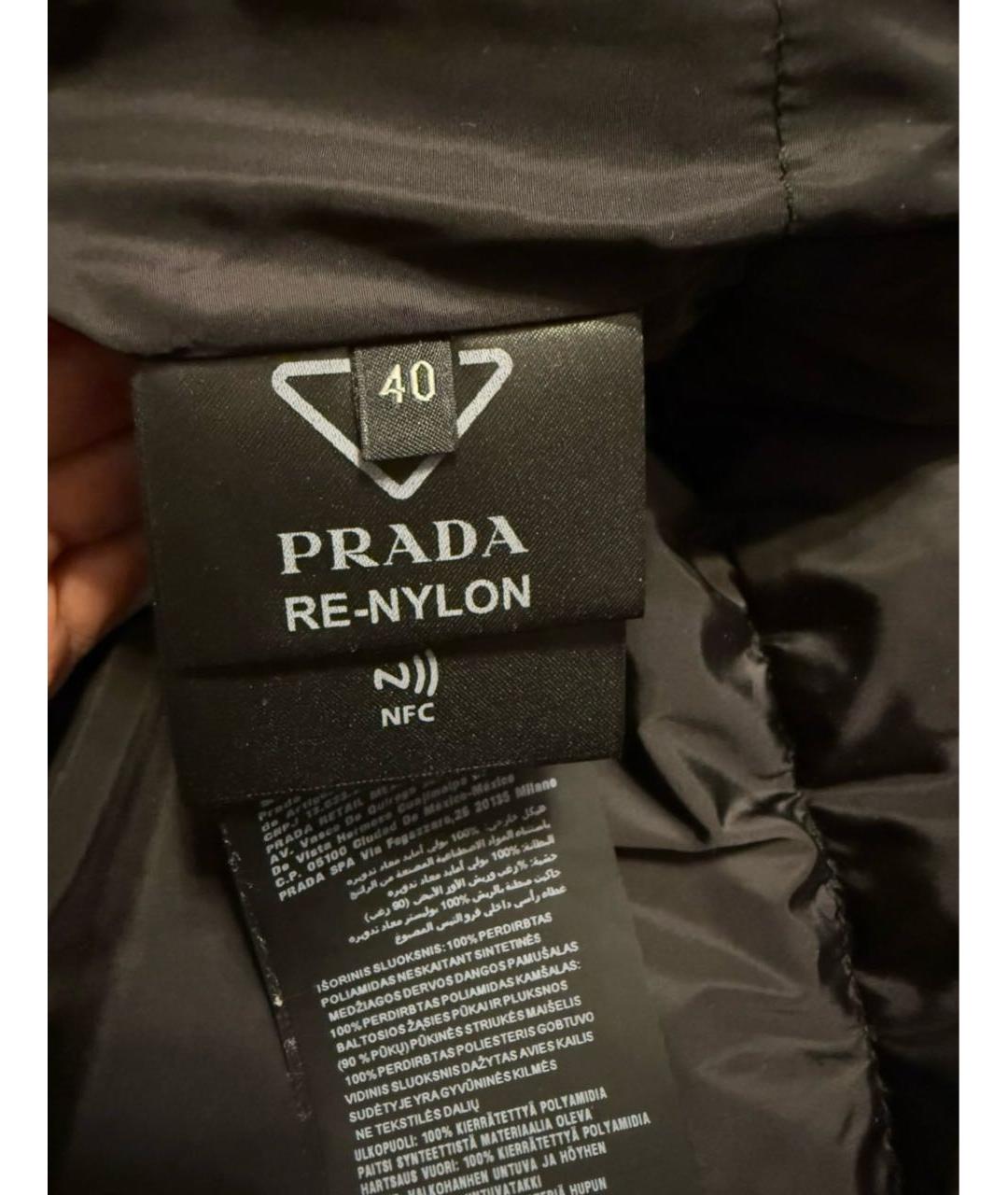 PRADA Черный полиэстеровый пуховик, фото 7