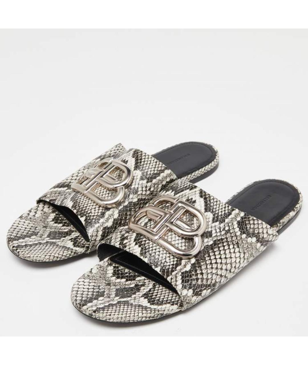 BALENCIAGA Серые кожаные мюли, фото 2