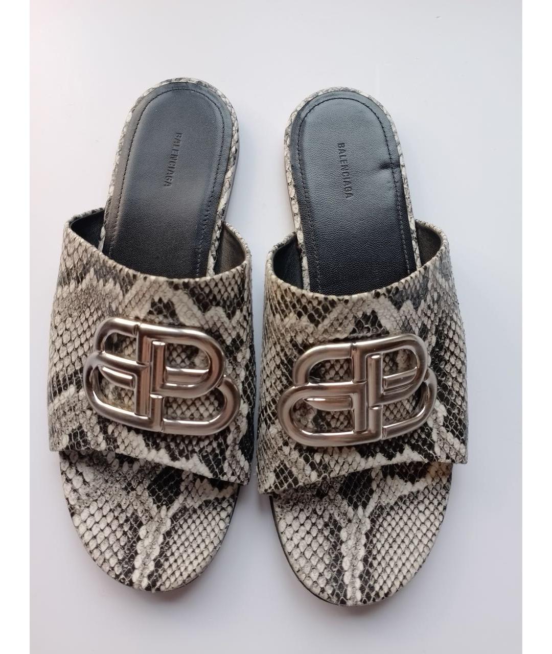 BALENCIAGA Серые кожаные мюли, фото 3