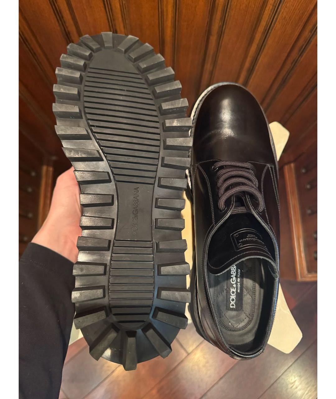 DOLCE&GABBANA Черные кожаные низкие ботинки, фото 4