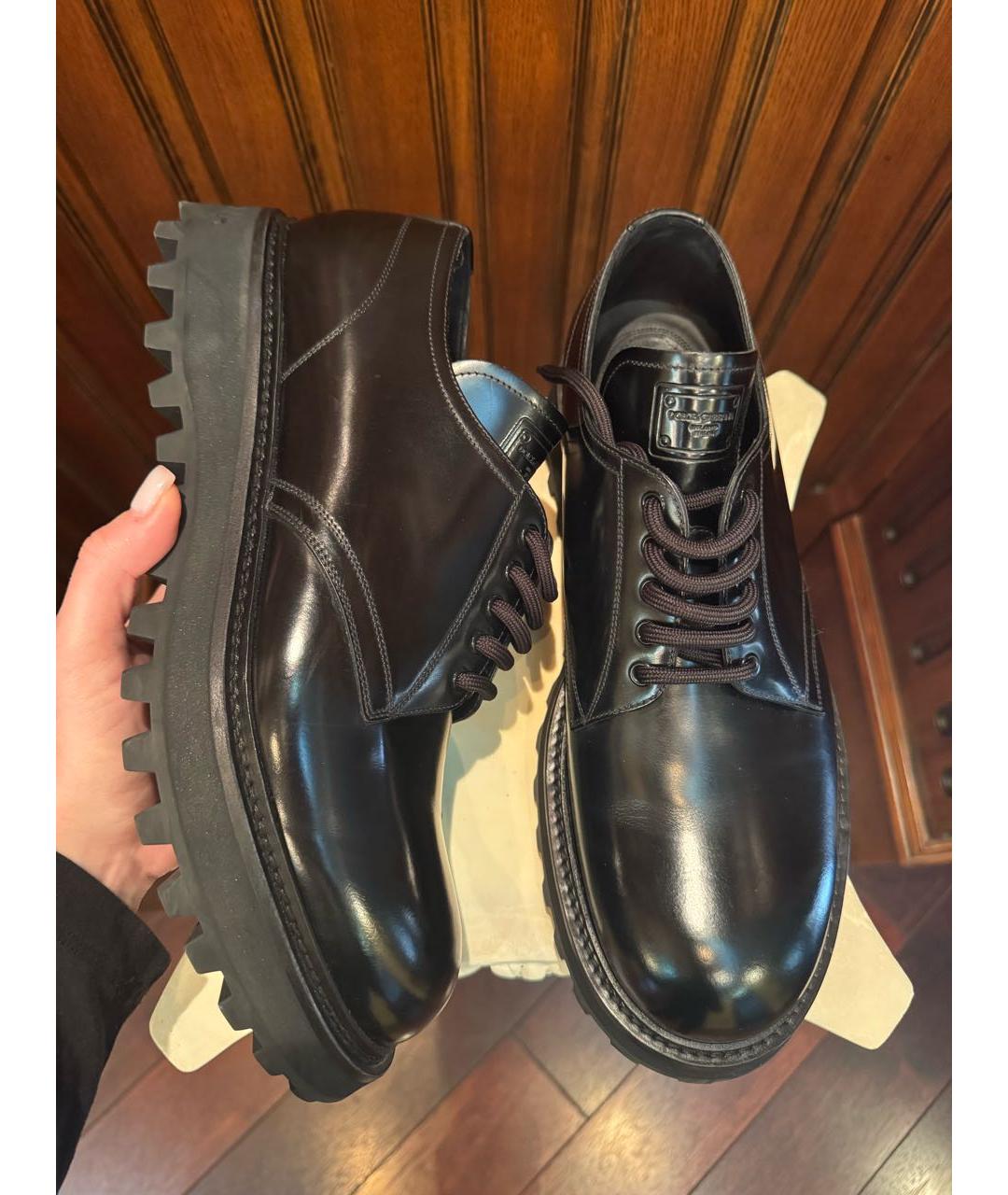 DOLCE&GABBANA Черные кожаные низкие ботинки, фото 5