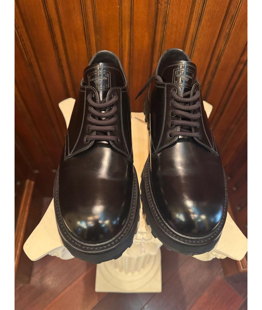 DOLCE&GABBANA Черные кожаные низкие ботинки, фото 3