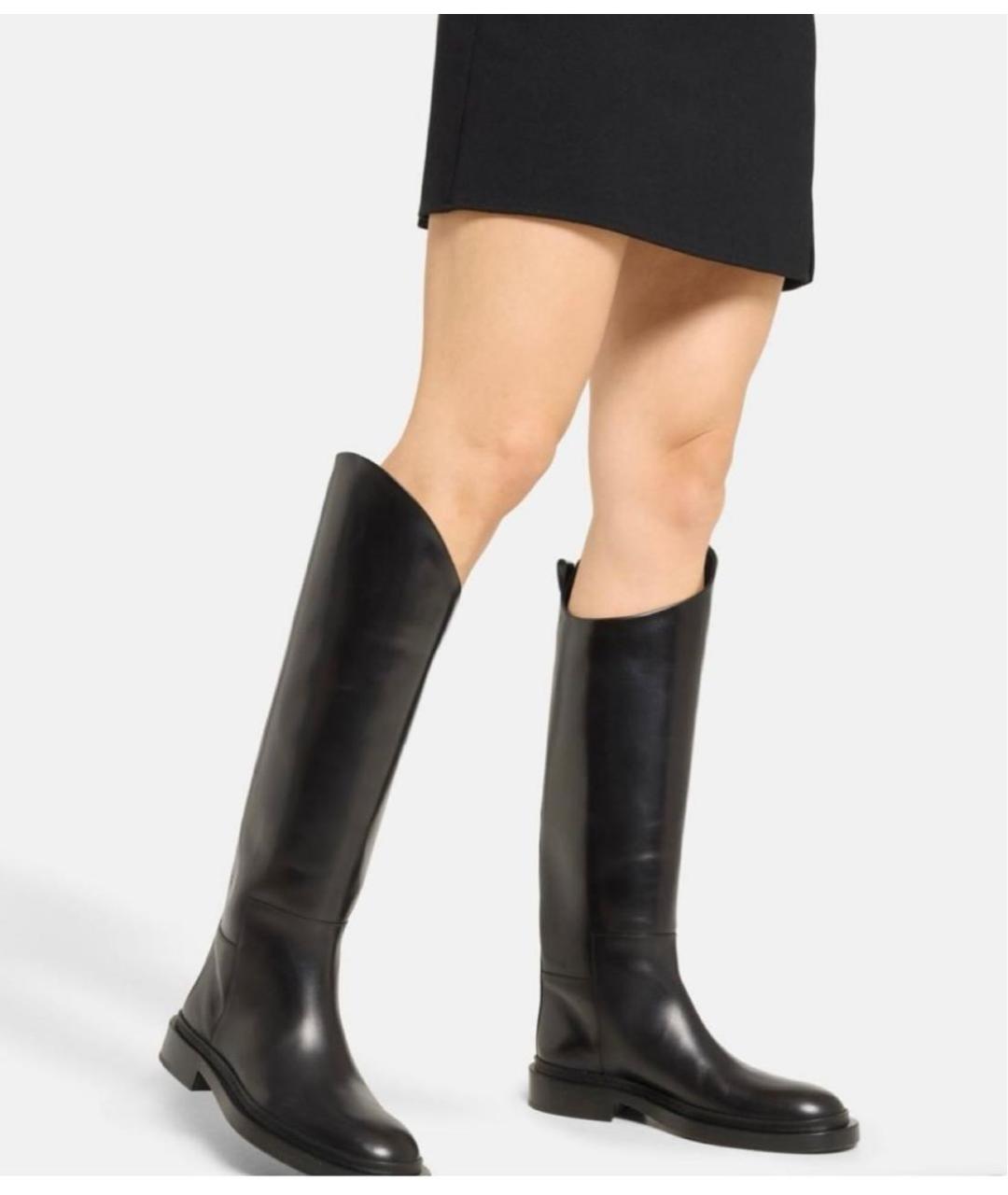 JIL SANDER Черные кожаные сапоги, фото 2