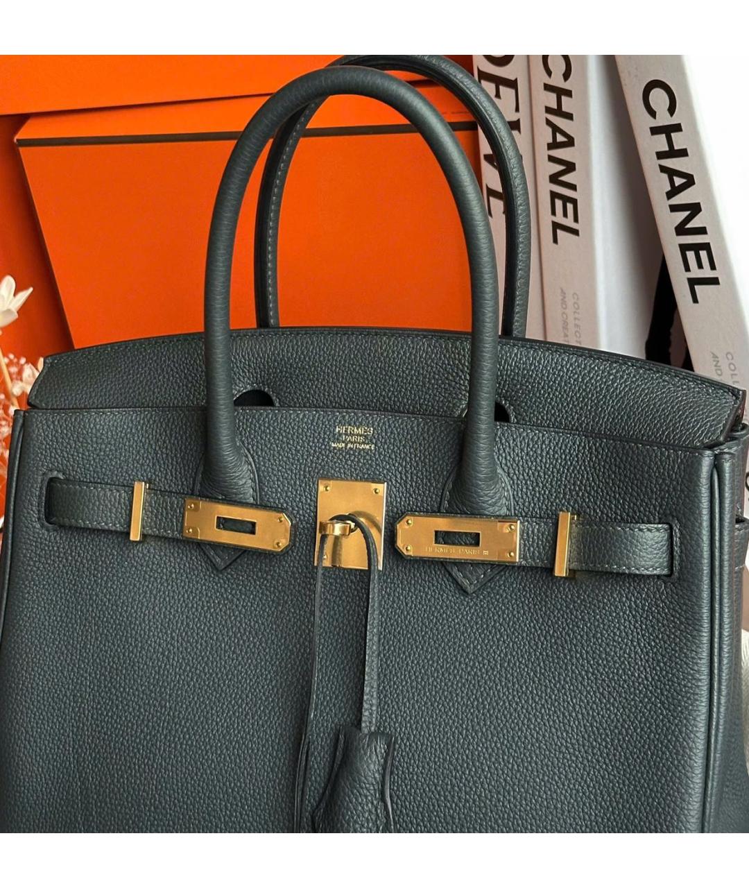 HERMES Зеленая кожаная сумка с короткими ручками, фото 5