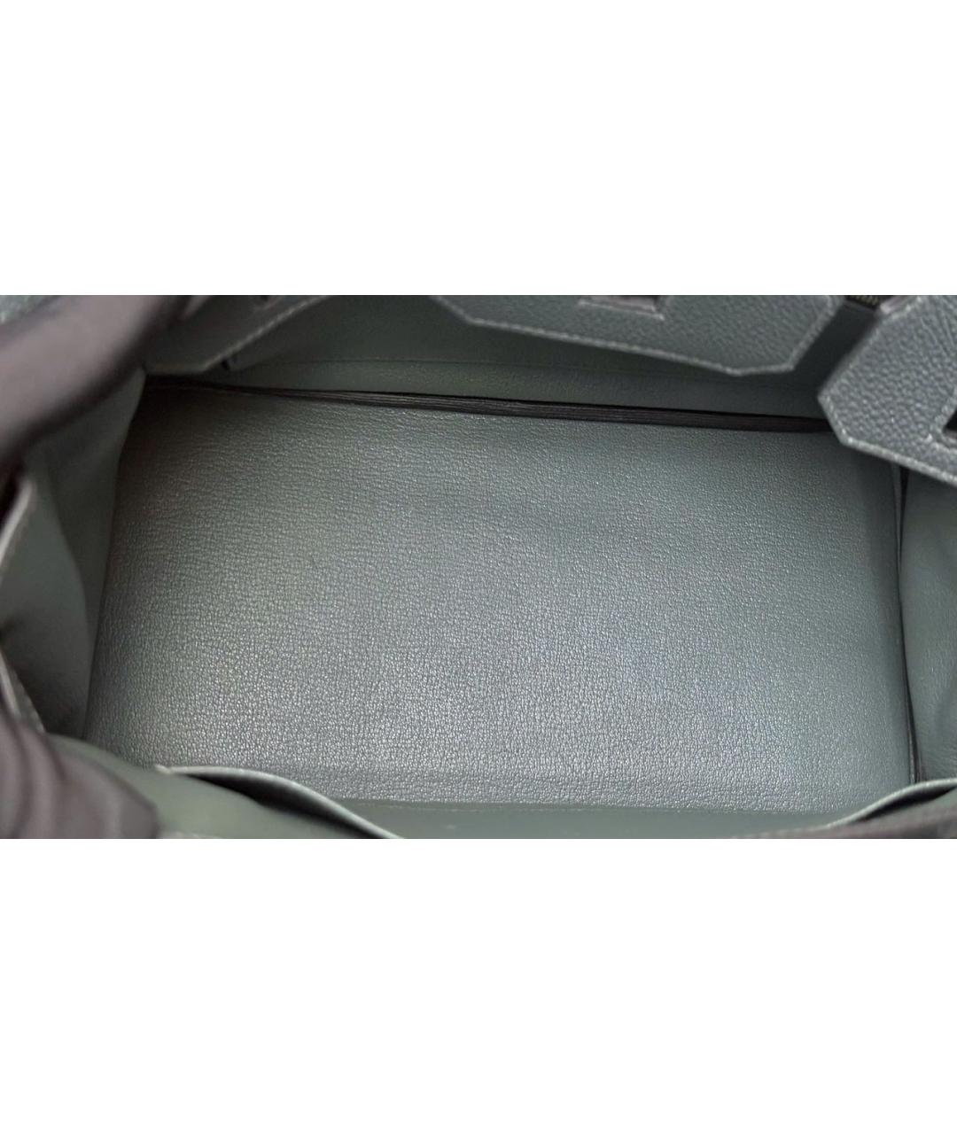 HERMES Зеленая кожаная сумка с короткими ручками, фото 3