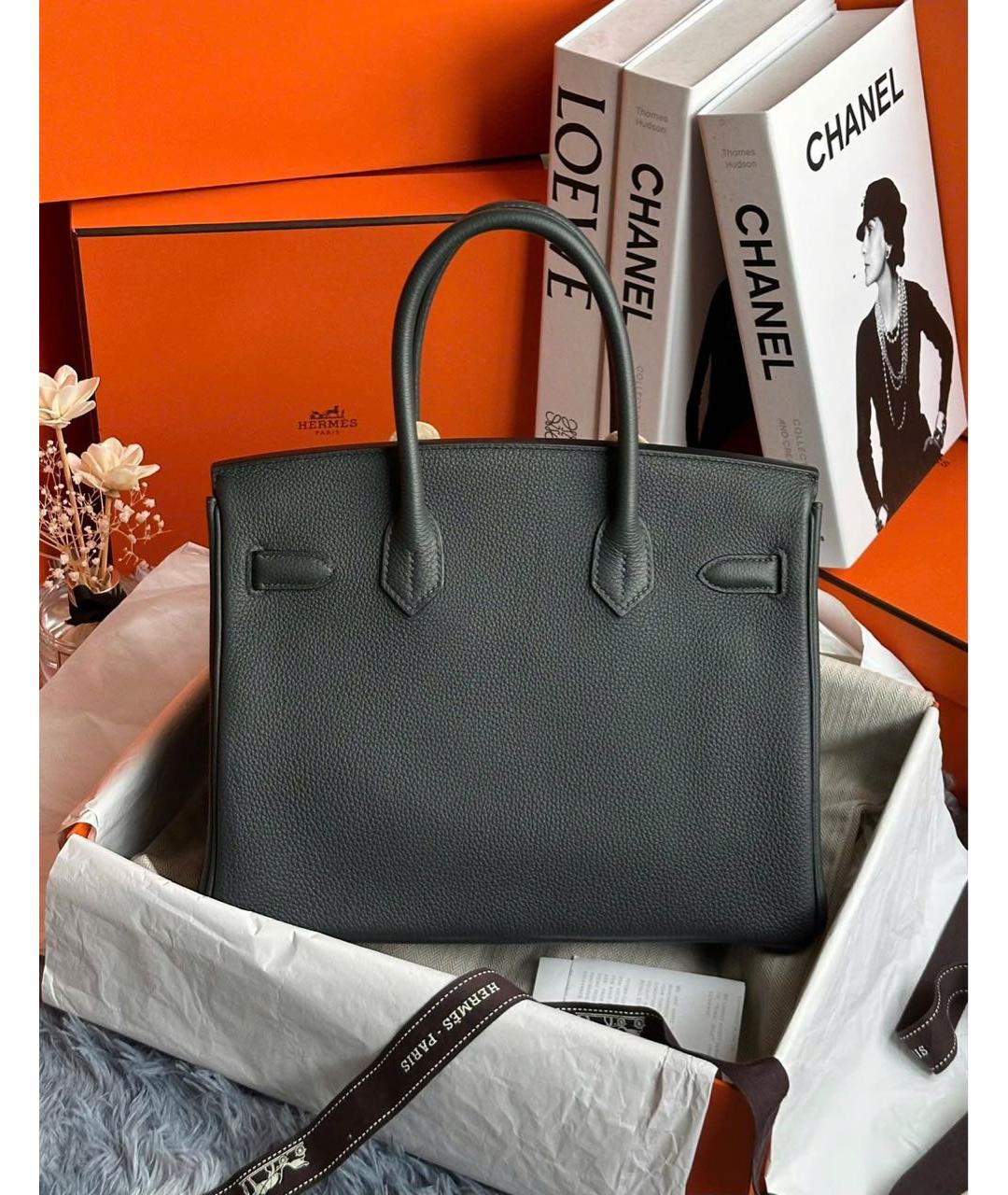 HERMES Зеленая кожаная сумка с короткими ручками, фото 2