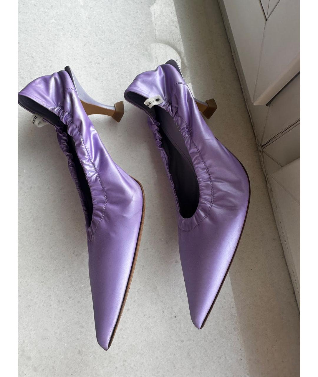 PREMIATA Фиолетовые кожаные лодочки на низком каблуке, фото 3