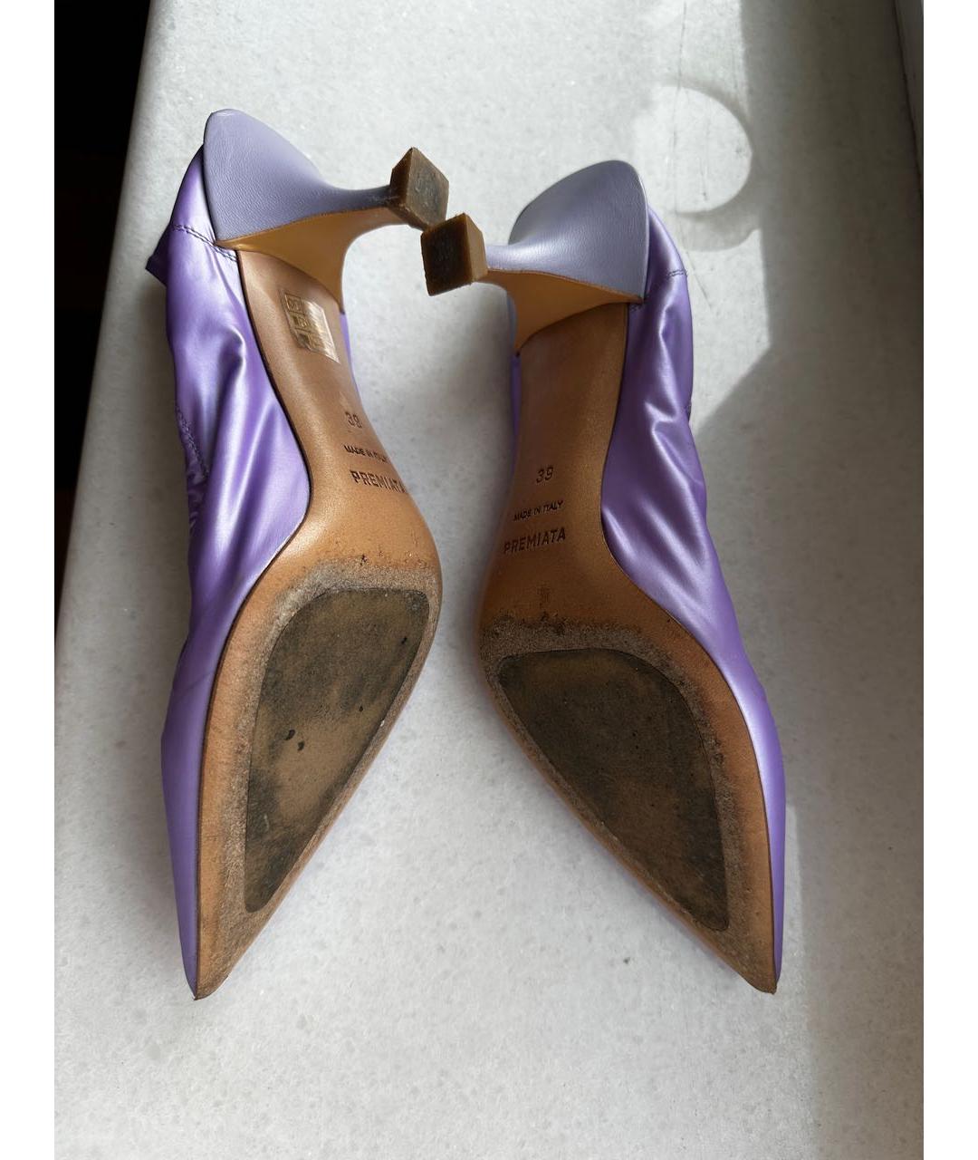 PREMIATA Фиолетовые кожаные лодочки на низком каблуке, фото 4