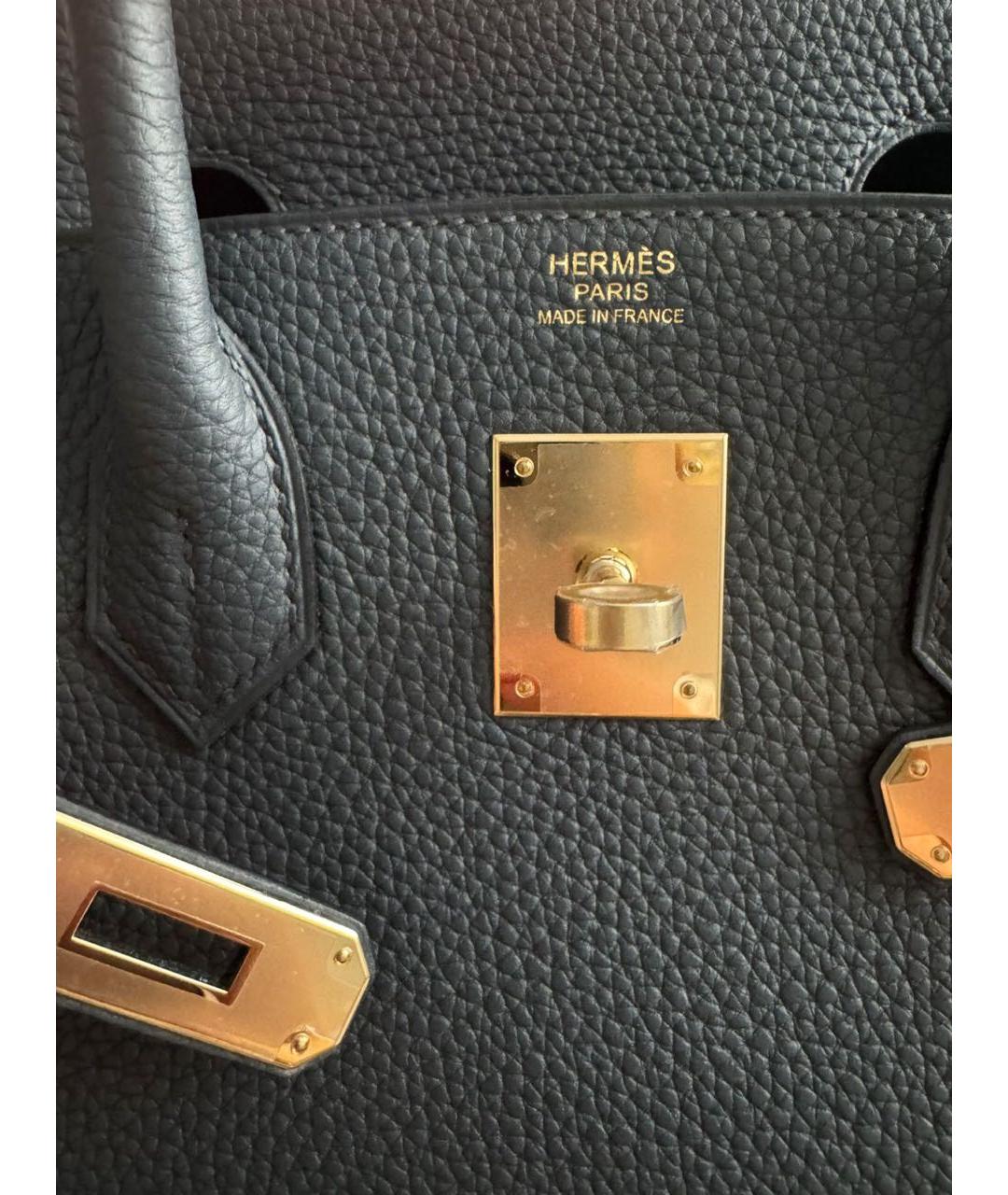 HERMES Антрацитовая кожаная сумка с короткими ручками, фото 8