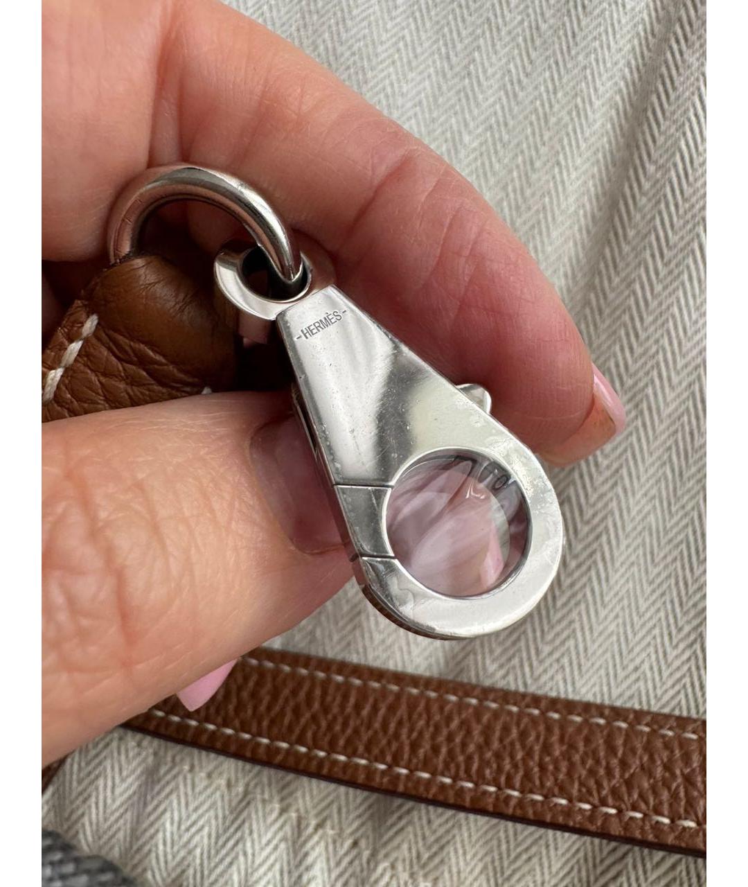 HERMES Коричневая кожаная сумка с короткими ручками, фото 2