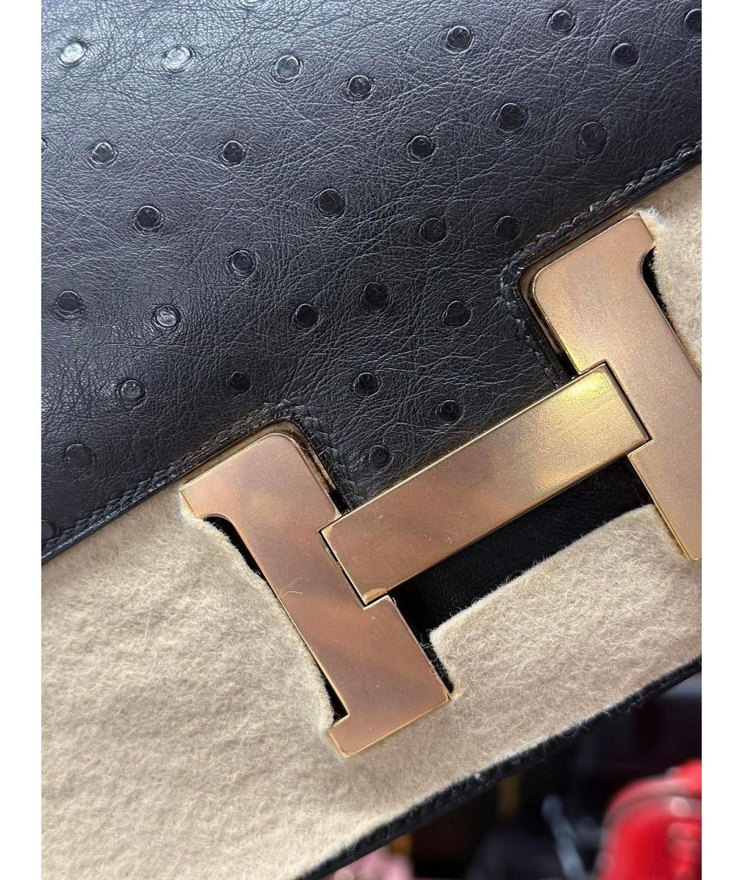 HERMES Черная сумка через плечо из экзотической кожи, фото 6