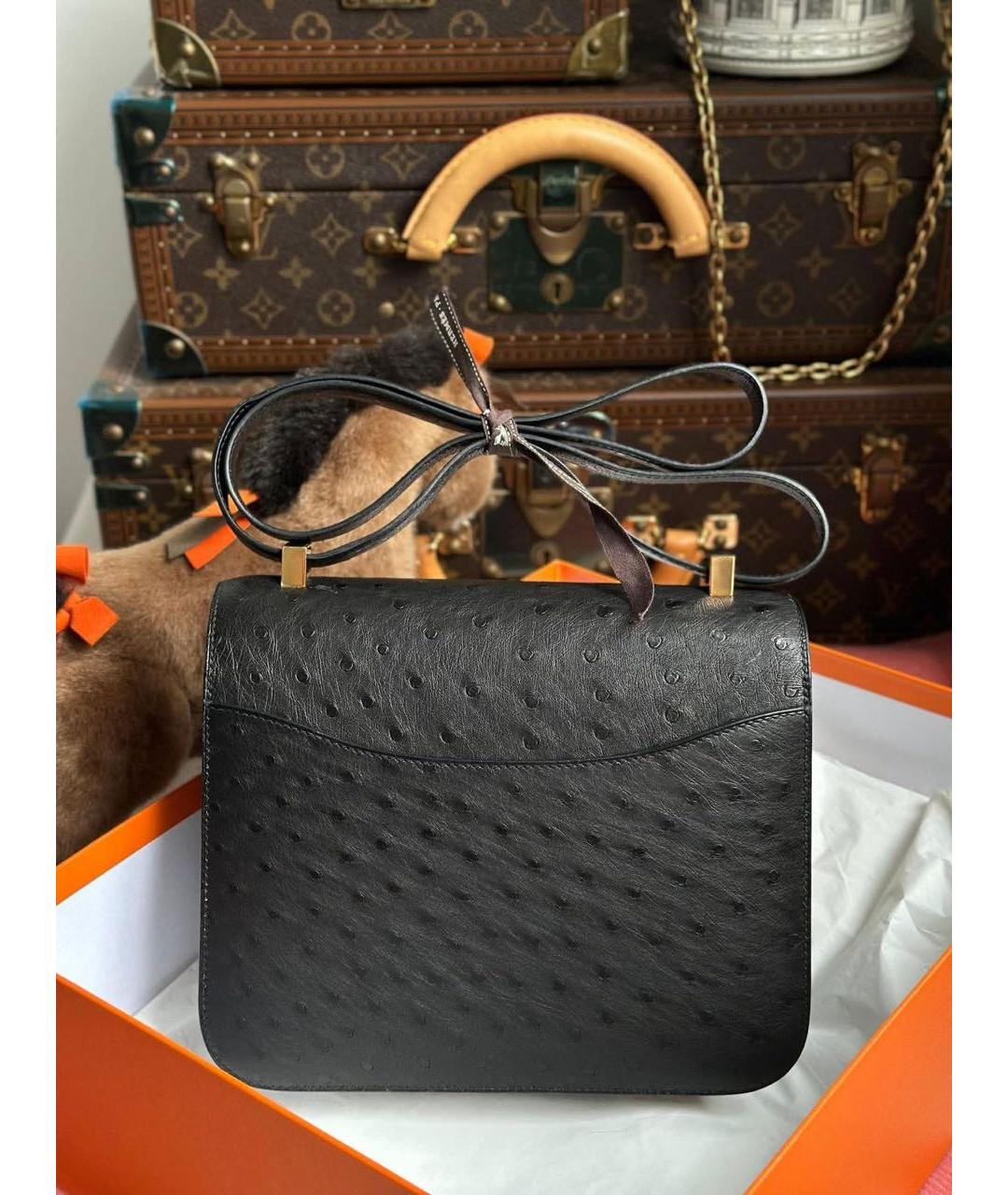 HERMES Черная сумка через плечо из экзотической кожи, фото 3