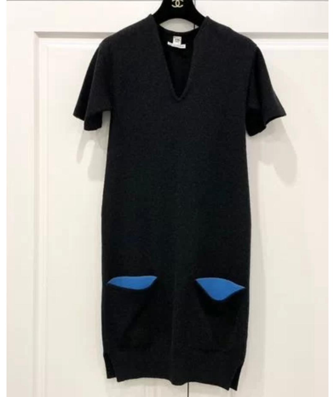 HERMES Темно-синее кашемировое повседневное платье, фото 6
