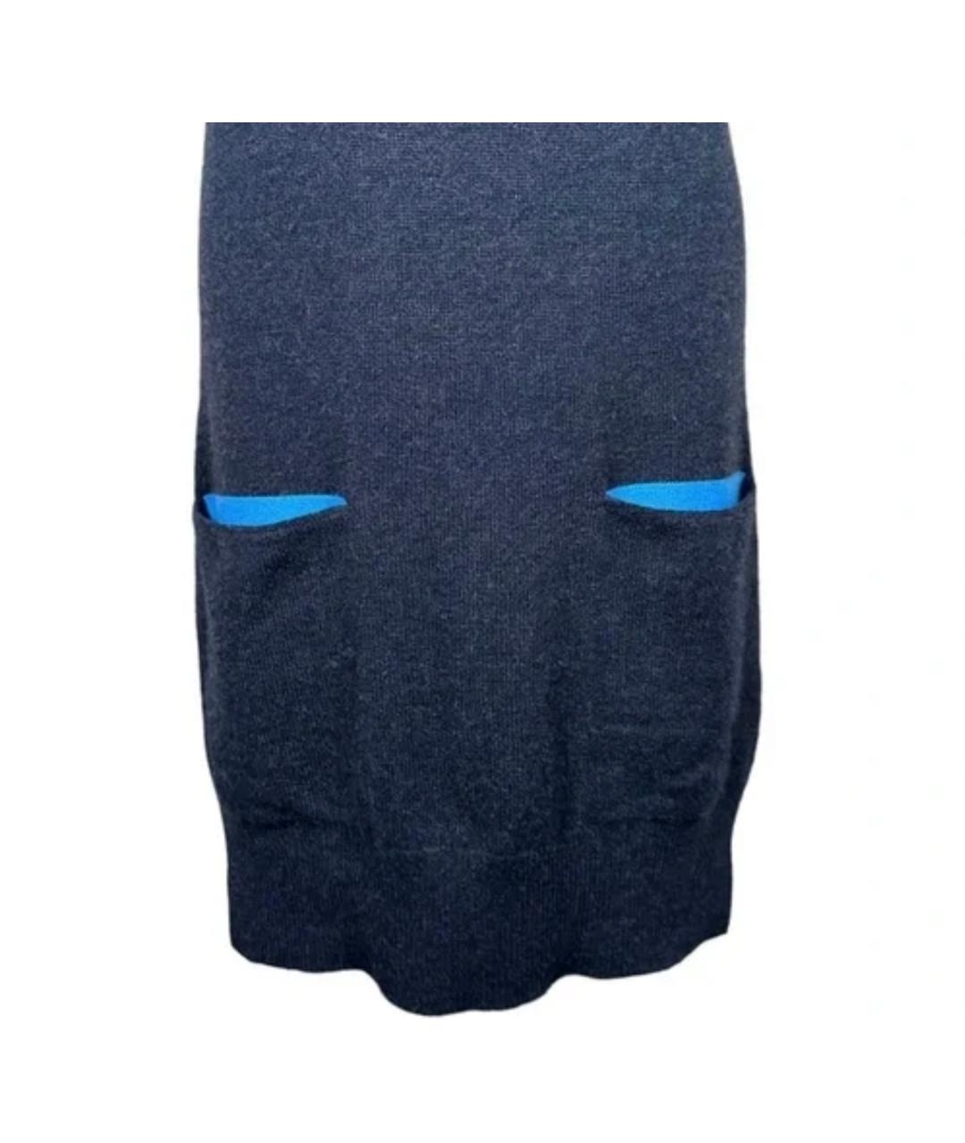 HERMES Темно-синее кашемировое повседневное платье, фото 4