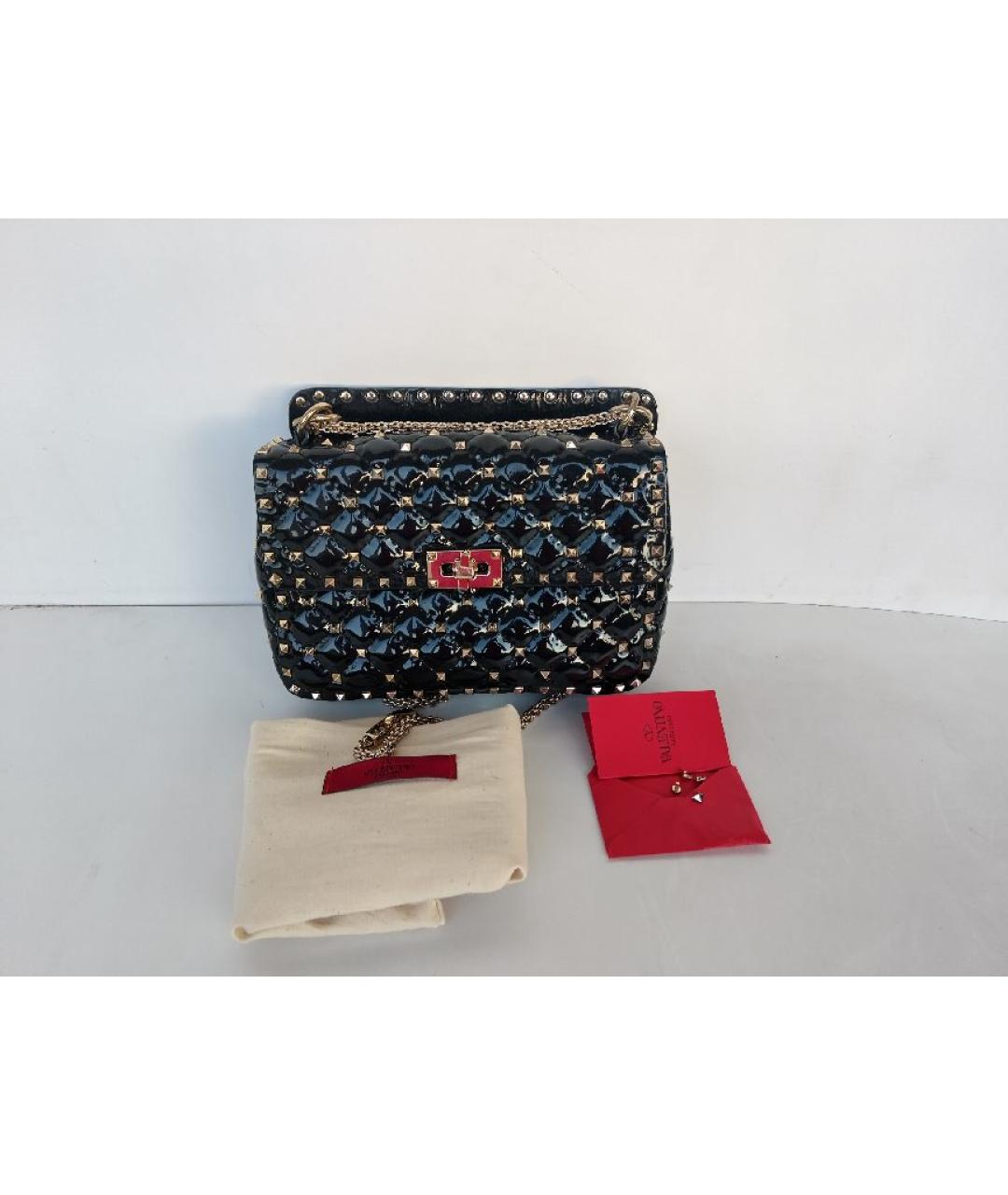 VALENTINO Черная сумка через плечо из лакированной кожи, фото 8