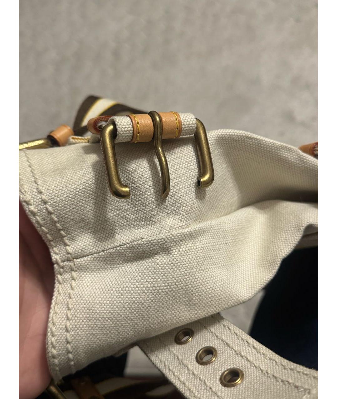 LOUIS VUITTON Белая тканевая пляжная сумка, фото 6