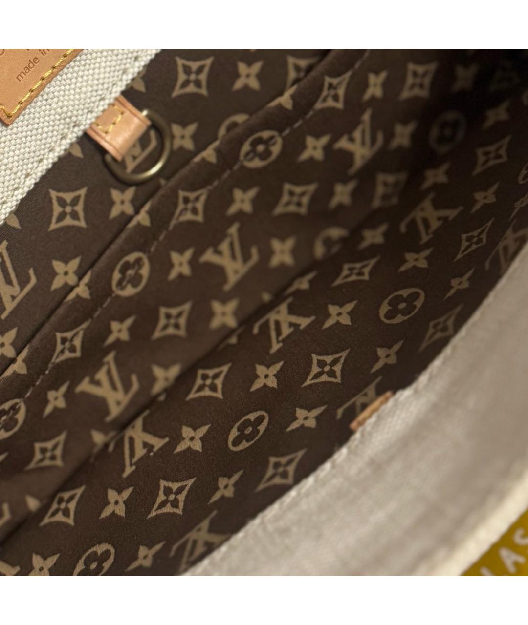 LOUIS VUITTON Белая тканевая пляжная сумка, фото 3