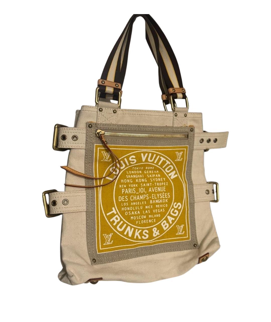 LOUIS VUITTON Белая тканевая пляжная сумка, фото 1