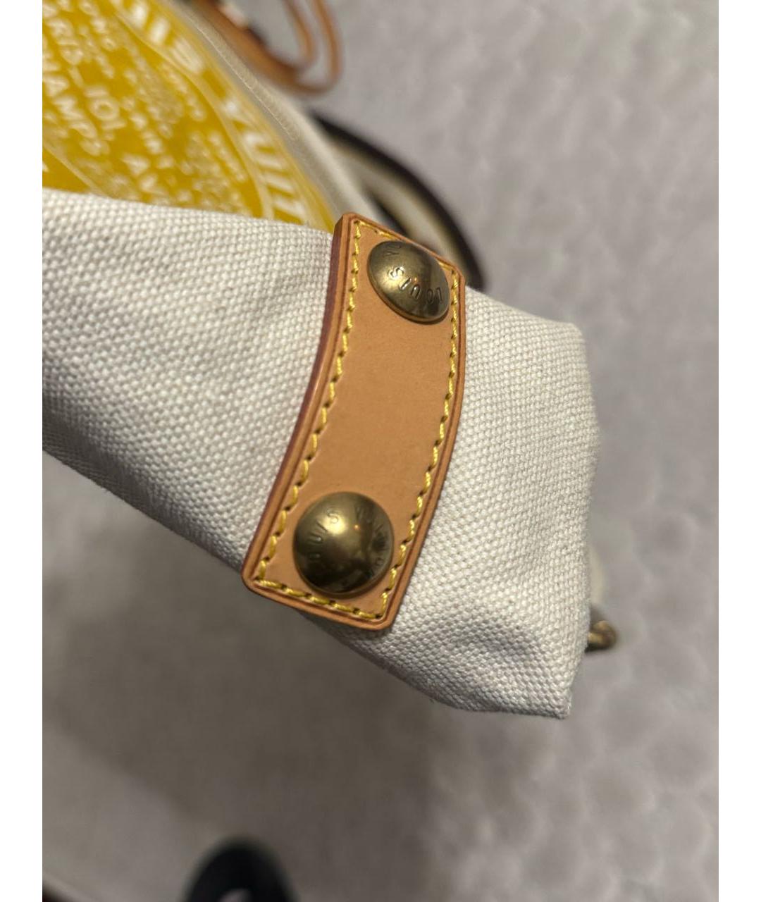 LOUIS VUITTON Белая тканевая пляжная сумка, фото 5