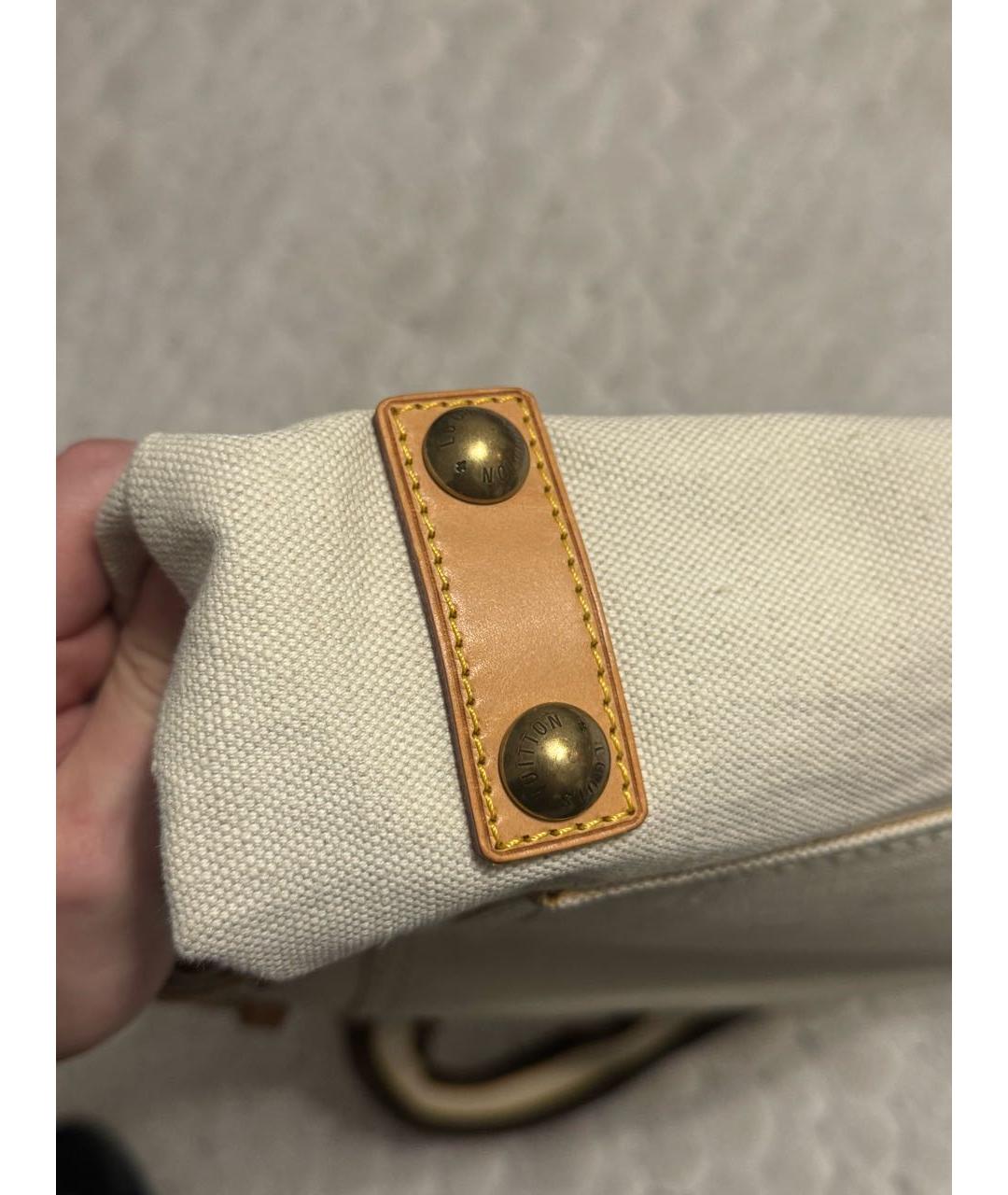 LOUIS VUITTON Белая тканевая пляжная сумка, фото 4
