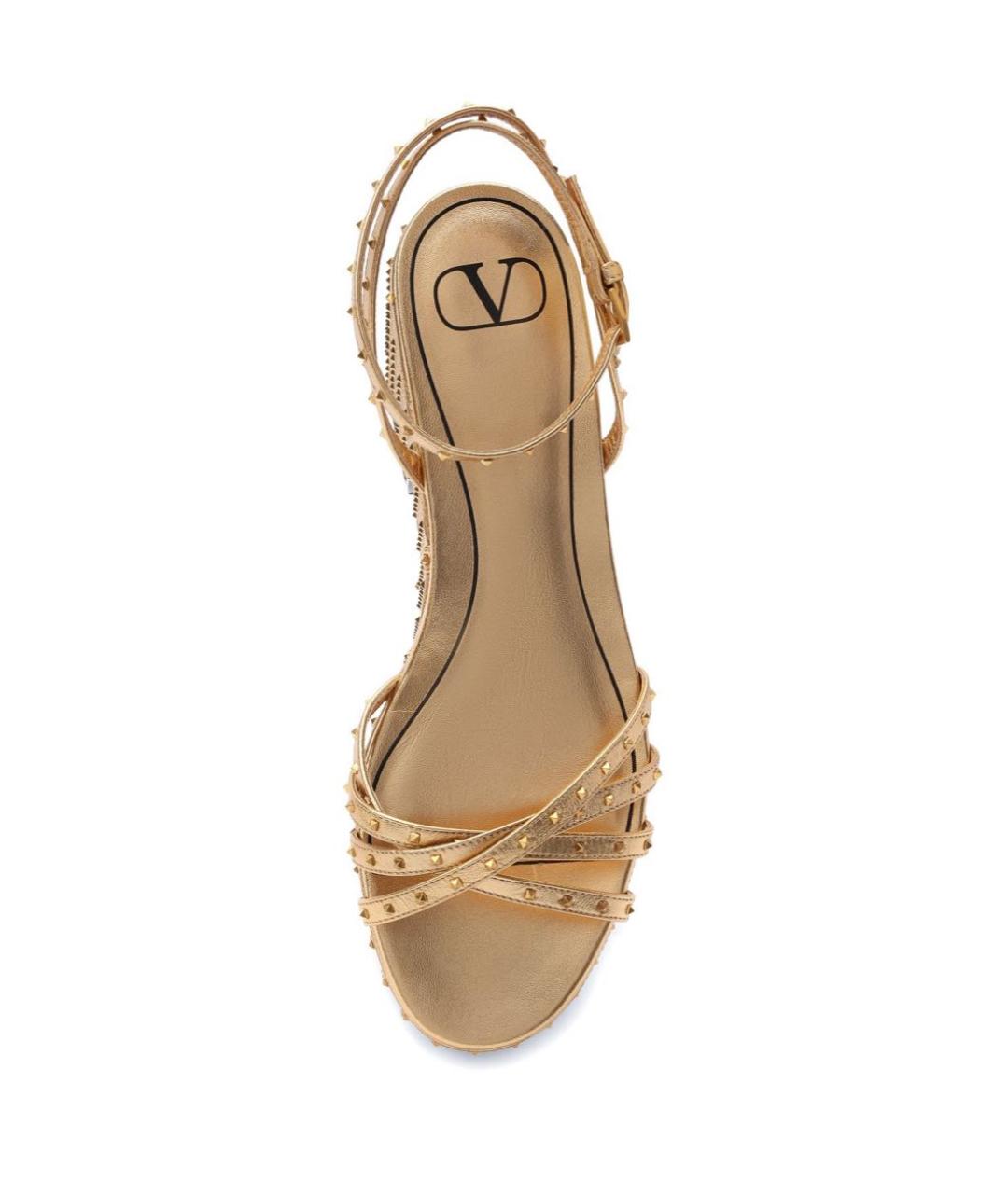 VALENTINO Золотые кожаные босоножки, фото 4