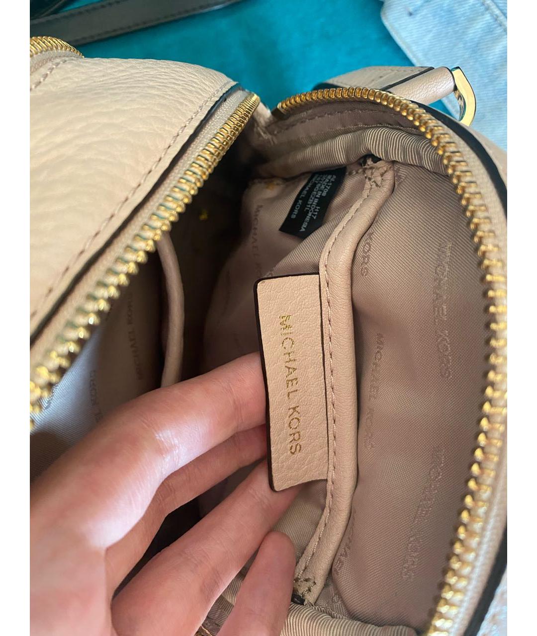 MICHAEL KORS Бежевый кожаный рюкзак, фото 4