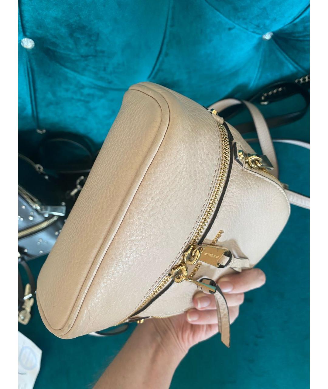 MICHAEL KORS Бежевый кожаный рюкзак, фото 7