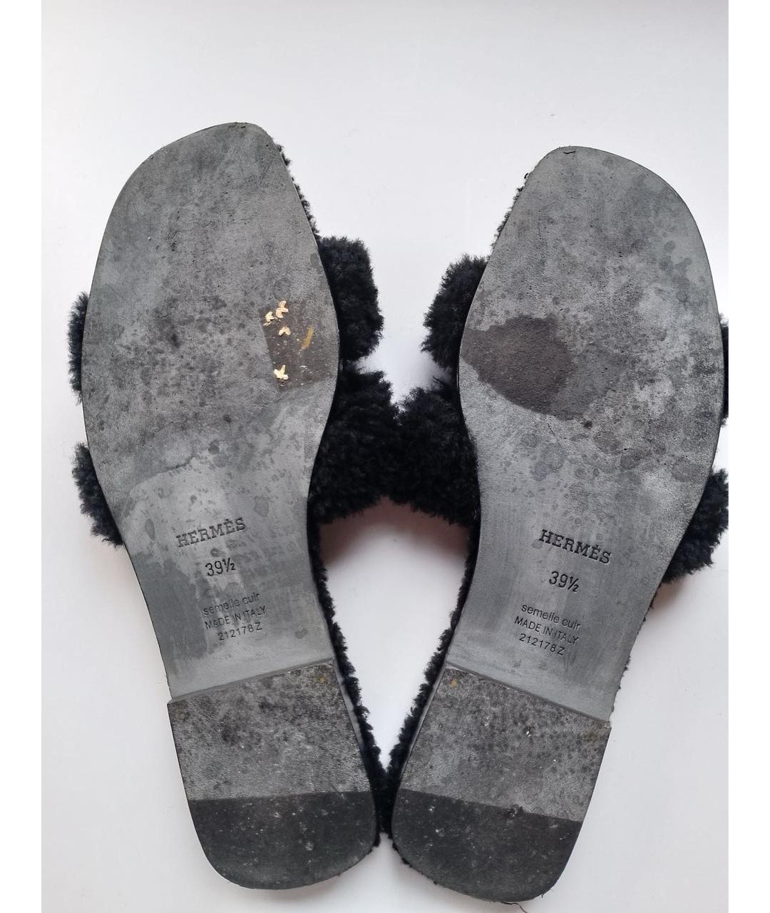 HERMES Черные шлепанцы, фото 7