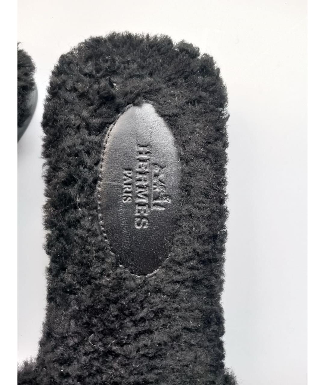 HERMES Черные шлепанцы, фото 6