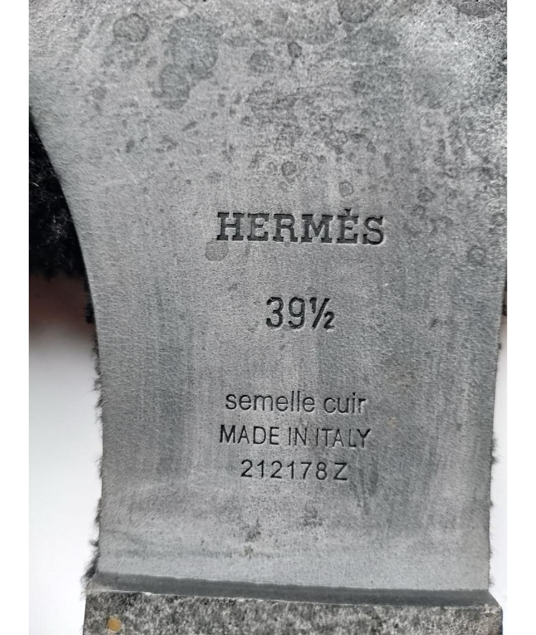HERMES Черные шлепанцы, фото 8