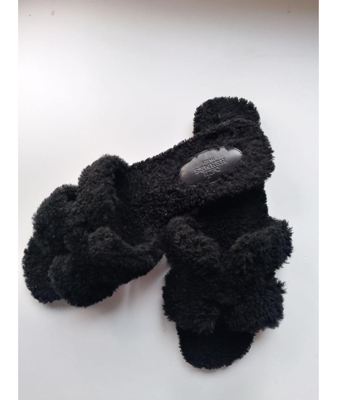 HERMES Черные шлепанцы, фото 3