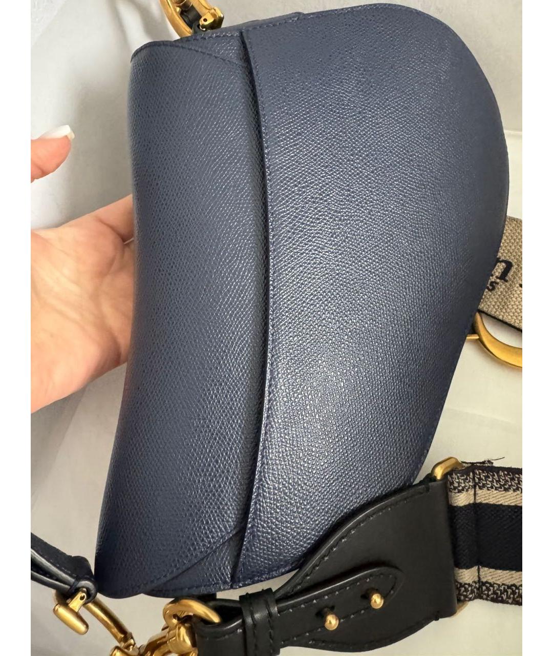 CHRISTIAN DIOR Темно-синяя кожаная сумка с короткими ручками, фото 5