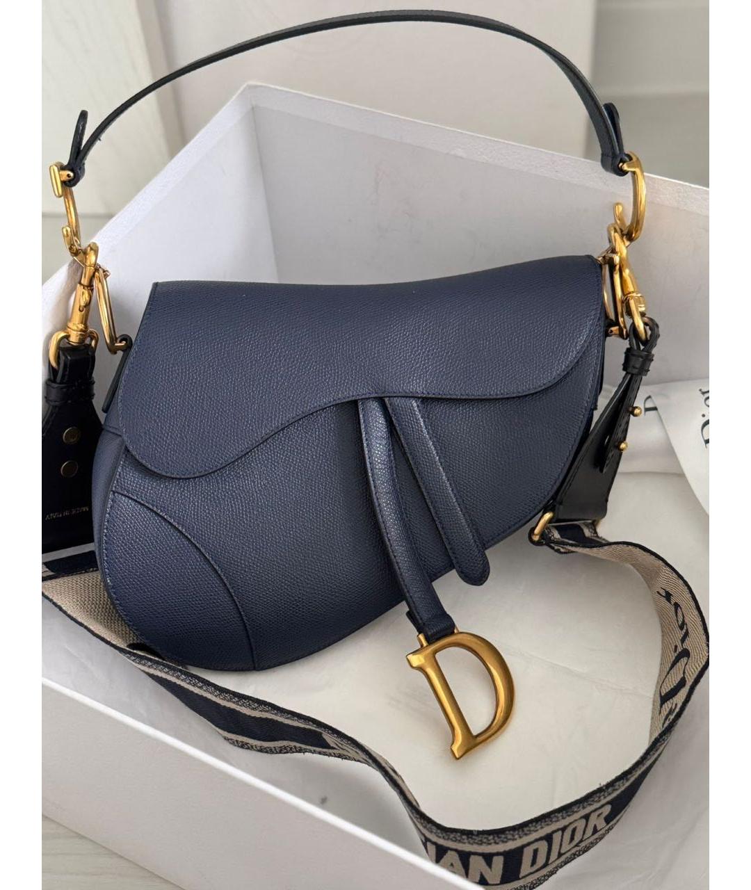 CHRISTIAN DIOR Темно-синяя кожаная сумка с короткими ручками, фото 9