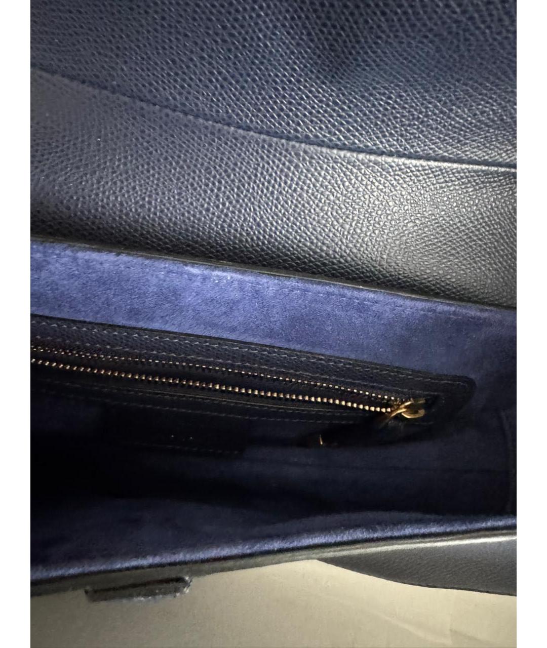 CHRISTIAN DIOR Темно-синяя кожаная сумка с короткими ручками, фото 7