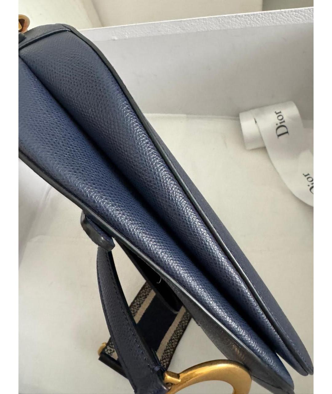 CHRISTIAN DIOR Темно-синяя кожаная сумка с короткими ручками, фото 8